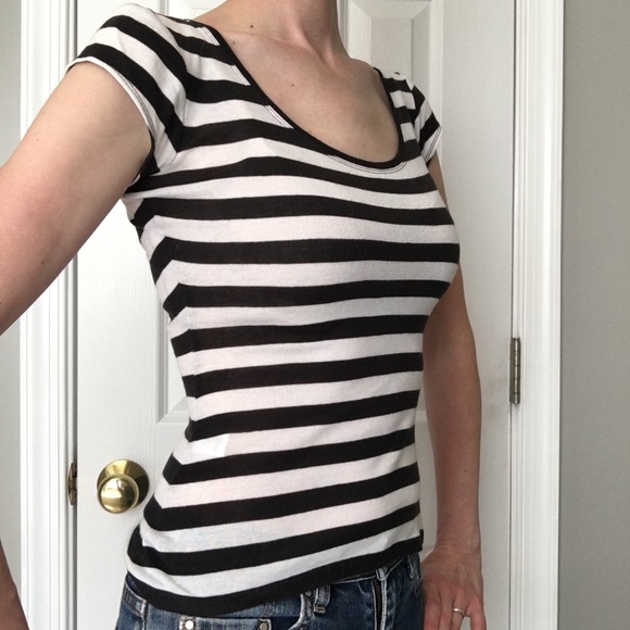 Black and White Striped Express Tee - Picture 3 of 13